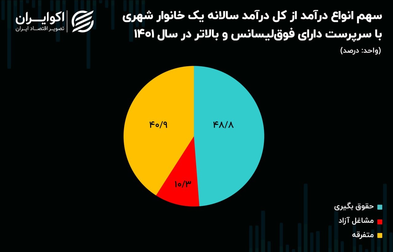 ۴۱ درصد درآمد خانوارهای فوق‌لیسانس از منابع غیرشغلی تامین می‌شود