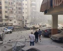 ساختمان در لبنان در پی حمله رژیم اشغالگر ویران شد